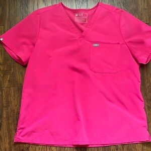 Figs shocking pink scrub top